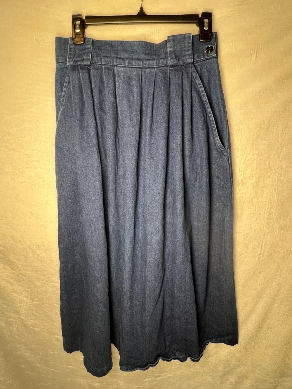 Cabin Creek vintage denim pleated high waited prairie style skirt Sz 12
